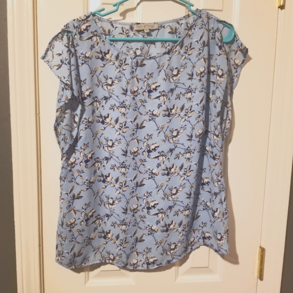 Blue floral blouse